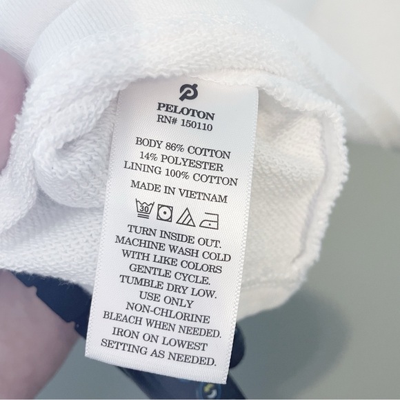 Peloton $68 Cropped Polo Sweatshirt White Purple Check Button Shirt Size Medium - Picture 6 of 8